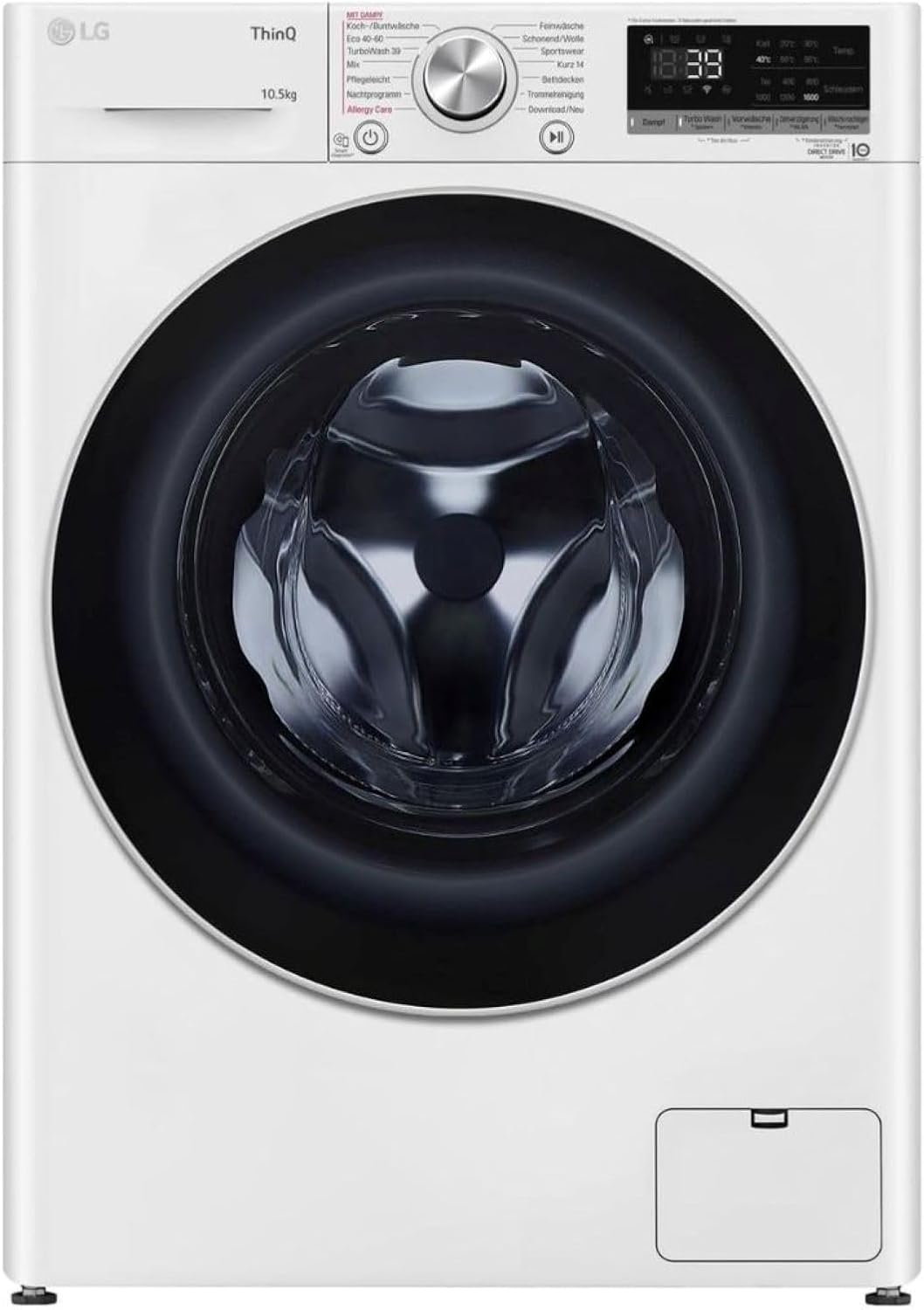 LG F4WV7080, Klasse A, Frontlader-Waschmaschine 8 kg, 1400 U/Min, AI Direct Drive, Wi-Fi, Tiefenreinigung mit Dampf, Groe Kapazitt, TRIPLE A, Auentür aus Sicherheitsglas, 62 x 60 x 85 cm  Wei