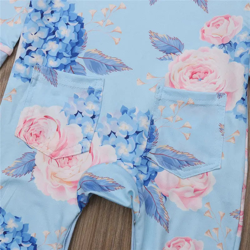 Mädchen Blumen Overall mit Haarschleife